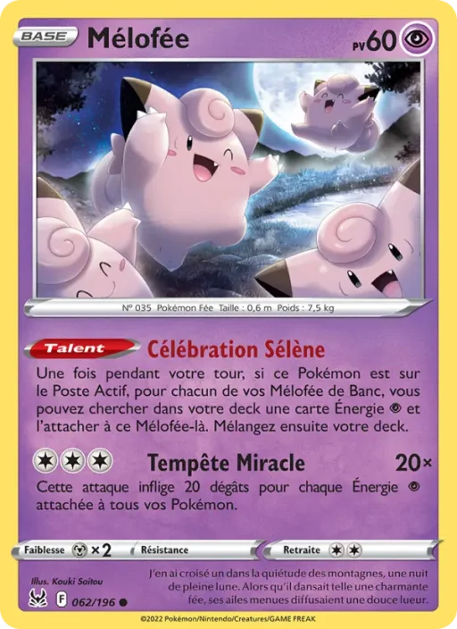 Carte Pokémon Mélofée 062/196 Commune Origine Perdue