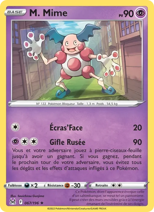 Carte Pokémon M. Mime 067/196 Rare Origine Perdue