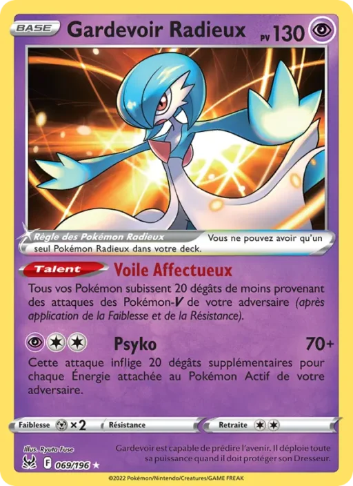 Carte Pokémon Gardevoir Radieux 069/196 Radieux Rare Origine Perdue