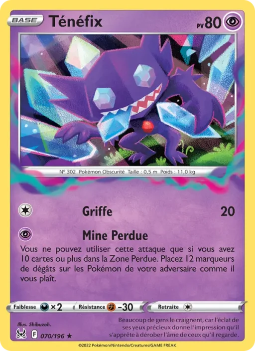 Carte Pokémon Ténéfix 070/196 Holo Rare Origine Perdue