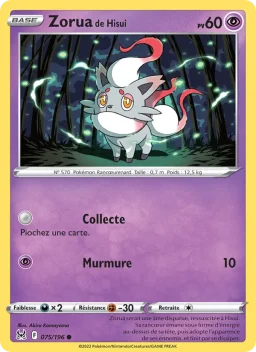 Carte Pokemon Zorua de Hisui #075