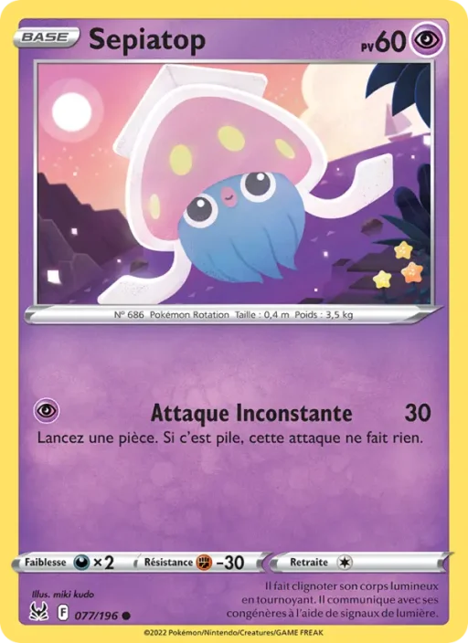 Carte Pokémon Sepiatop 077/196 Commune Origine Perdue