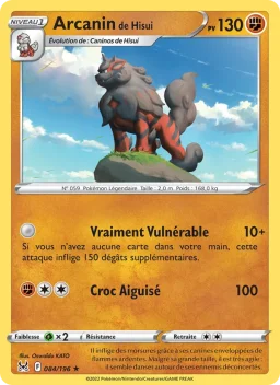 Carte Pokemon Arcanin de Hisui #084