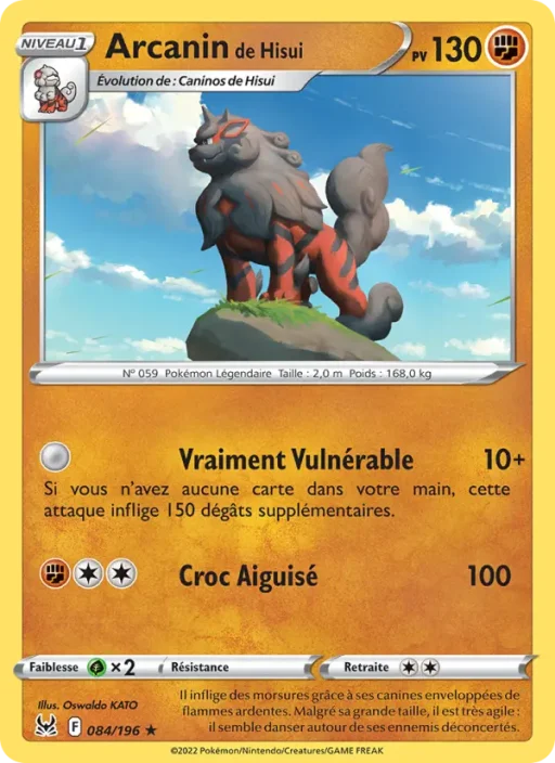 Carte Pokémon Arcanin de Hisui 084/196 Holo Rare Origine Perdue
