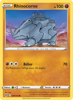 Carte Pokemon Rhinocorne #089