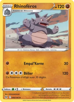 Carte Pokemon Rhinoféros #090
