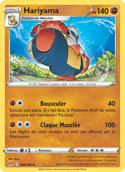 Carte Pokémon Hariyama 098/196 Peu Commune Origine Perdue