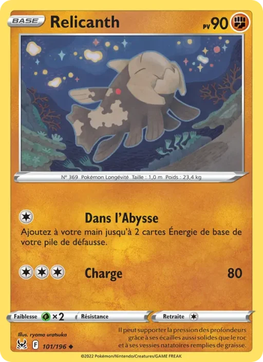 Carte Pokémon Relicanth 101/196 Peu Commune Origine Perdue