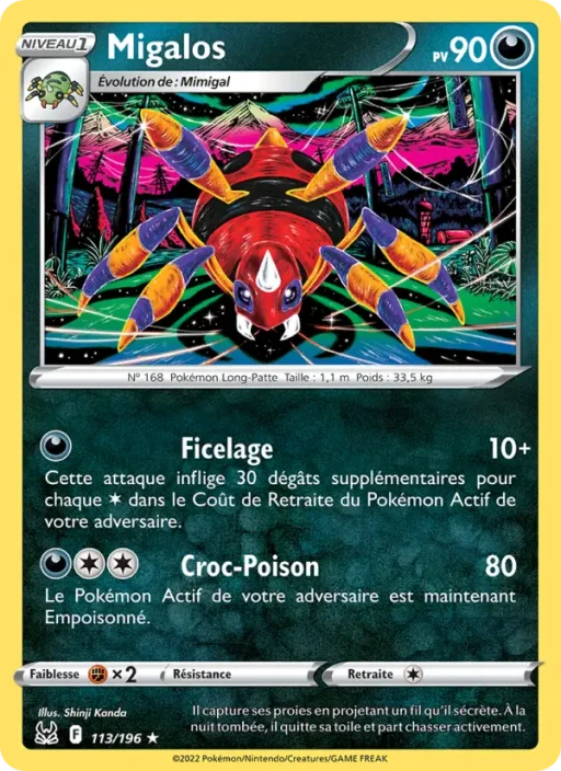 Carte Pokémon Migalos 113/196 Rare Origine Perdue