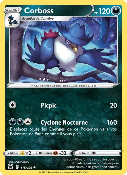 Carte Pokémon Corboss 115/196 Rare Origine Perdue