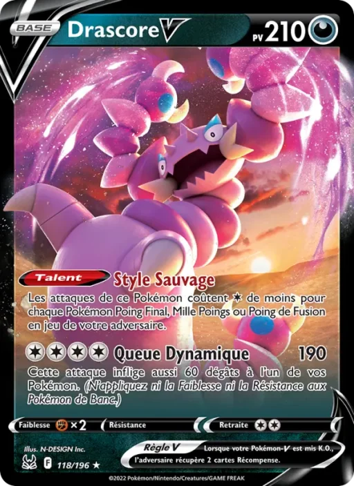 Carte Pokémon Drascore V 118/196 Holo Rare V Origine Perdue