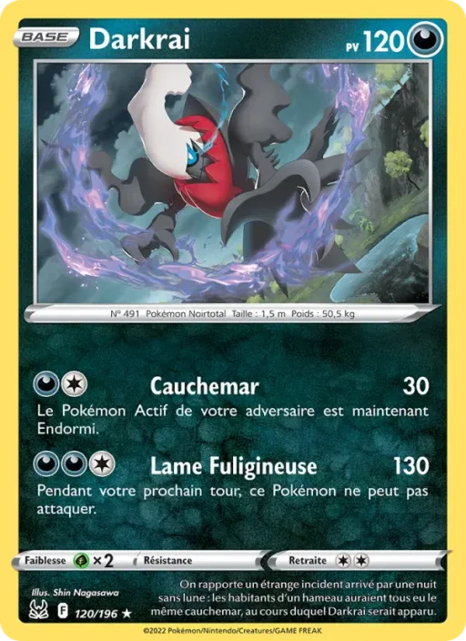 Carte Pokémon Darkrai 120/196 Holo Rare Origine Perdue