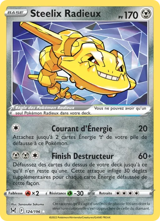 Carte Pokémon Steelix Radieux 124/196 Radieux Rare Origine Perdue