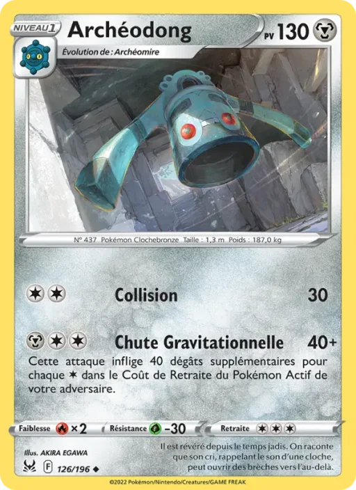 Carte Pokémon Archéodong 126/196 Peu Commune Origine Perdue