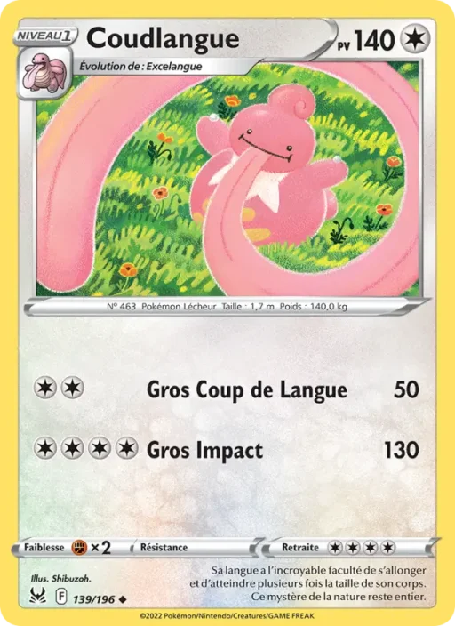 Carte Pokémon Coudlangue 139/196 Peu Commune Origine Perdue