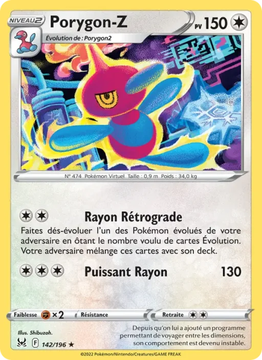 Carte Pokémon Porygon-Z 142/196 Rare Origine Perdue