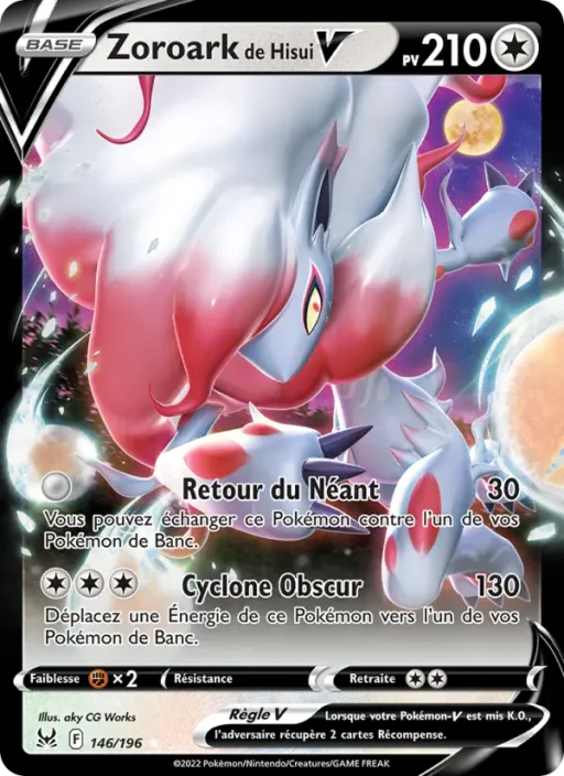 Carte Pokémon Zoroark de Hisui V 146/196 Holo Rare V Origine Perdue