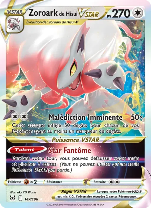 Carte Pokémon Zoroark de Hisui VSTAR 147/196 Holo Rare VSTAR Origine Perdue