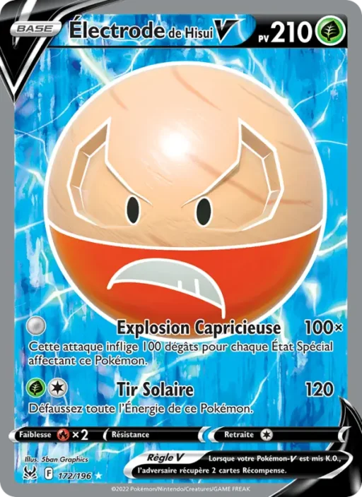 Carte Pokémon Électrode de Hisui V 172/196 Ultra Rare Origine Perdue