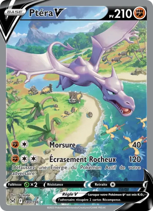 Carte Pokémon Ptéra V 180/196 Ultra Rare Origine Perdue