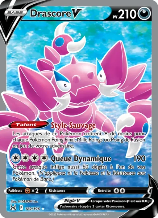 Carte Pokémon Drascore V 182/196 Ultra Rare Origine Perdue