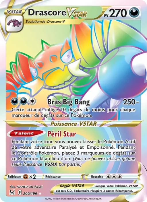 Carte Pokémon Drascore VSTAR 200/196 Magnifique rare Origine Perdue