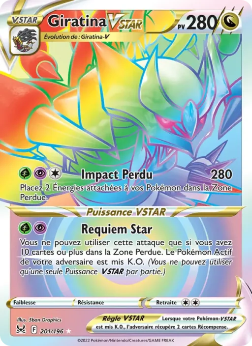 Carte Pokémon Giratina VSTAR 201/196 Magnifique rare Origine Perdue