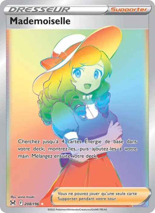 Carte Pokémon Mademoiselle 208/196 Magnifique rare Origine Perdue