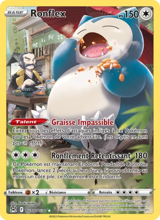 Carte Pokémon Ronflex TG10/TG30 Rare Origine Perdue