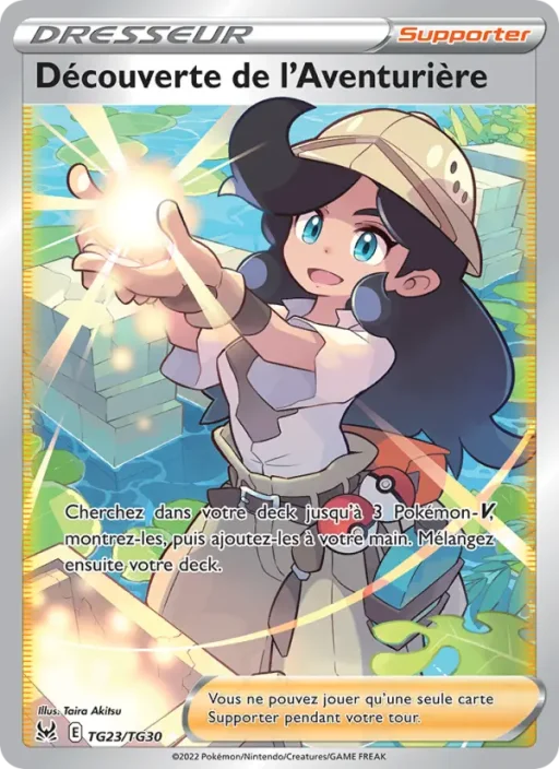 Carte Pokémon Découverte de l'Aventurière TG23/TG30 Ultra Rare Origine Perdue