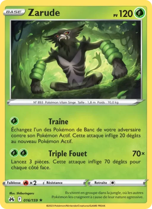 Carte Pokémon Zarude 016/159 Holo Rare Zénith Suprême
