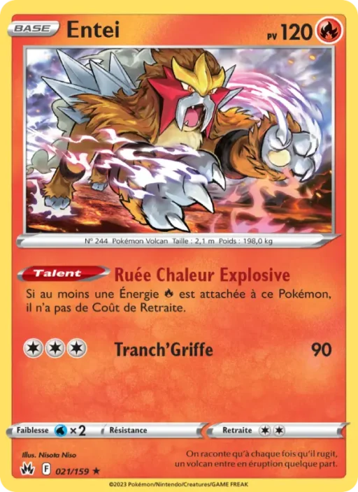 Carte Pokémon Entei 021/159 Holo Rare Zénith Suprême