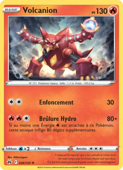 Carte Pokémon Volcanion 026/159 Holo Rare Zénith Suprême