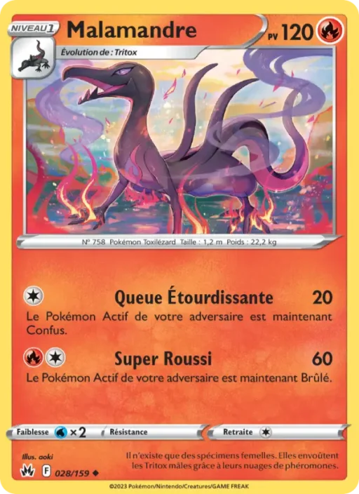 Carte Pokémon Malamandre 028/159 Peu Commune Zénith Suprême