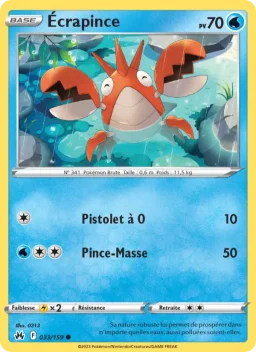 Carte Pokemon Écrapince #033