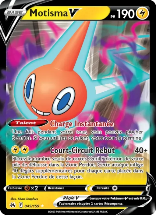 Carte Pokémon Motisma V 045/159 Holo Rare V Zénith Suprême