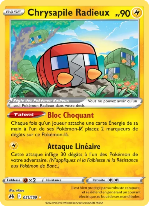Carte Pokémon Chrysapile Radieux 051/159 Radieux Rare Zénith Suprême