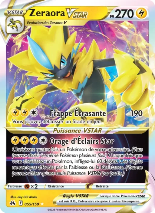 Carte Pokémon Zeraora VSTAR 055/159 Holo Rare VSTAR Zénith Suprême