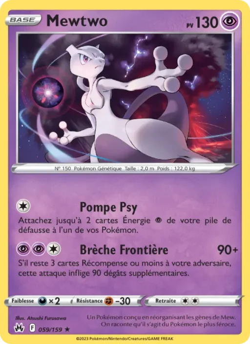 Carte Pokémon Mewtwo 059/159 Holo Rare Zénith Suprême