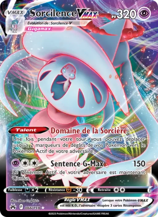 Carte Pokémon Sorcilence VMAX 066/159 Holo Rare VMAX Zénith Suprême