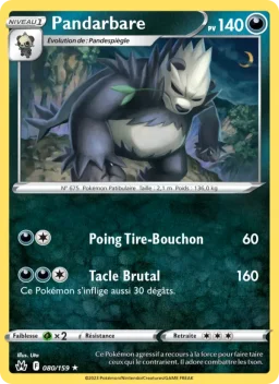 Carte Pokemon Pandarbare #080