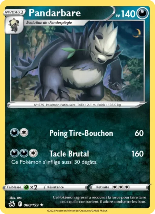 Carte Pokémon Pandarbare 080/159 Rare Zénith Suprême