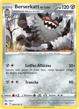 Carte Pokemon Berserkatt de Galar #085