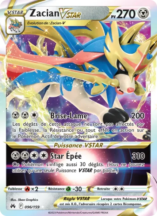 Carte Pokémon Zacian VSTAR 096/159 Holo Rare VSTAR Zénith Suprême
