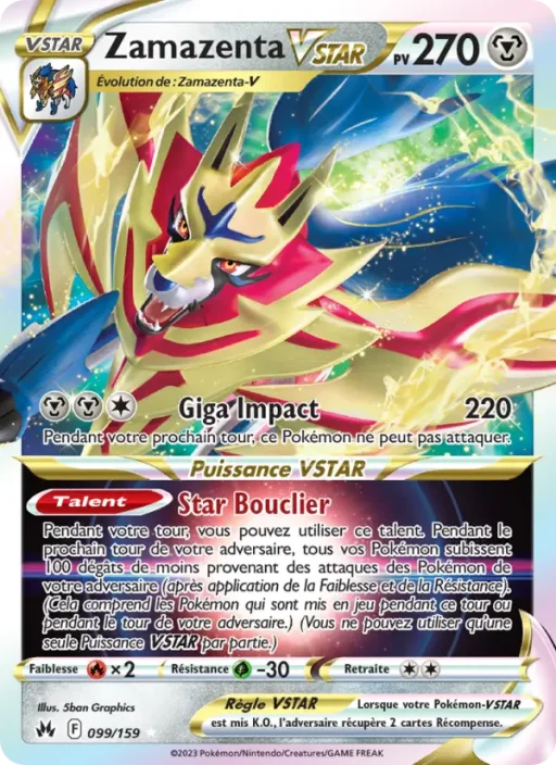 Carte Pokémon Zamazenta VSTAR 099/159 Holo Rare VSTAR Zénith Suprême