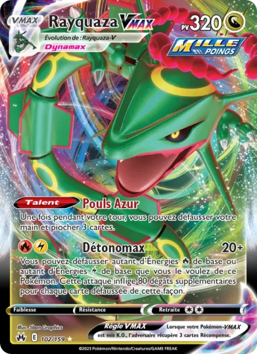 Carte Pokémon Rayquaza VMAX 102/159 Ultra Rare Zénith Suprême