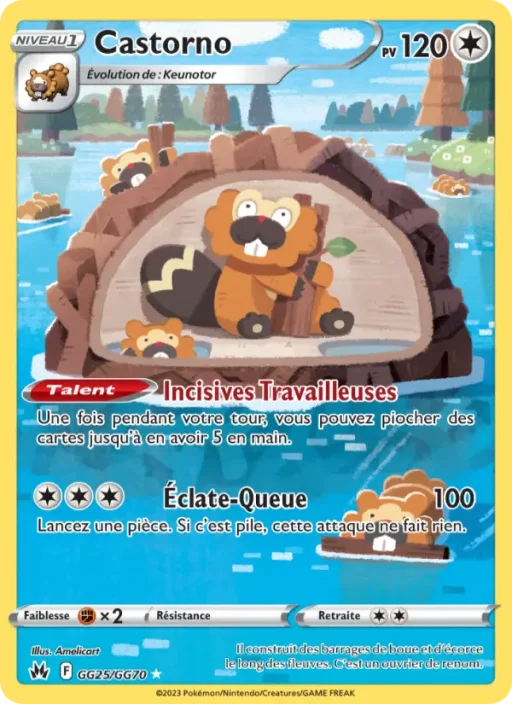 Carte Pokémon Castorno GG25/159 Rare Zénith Suprême