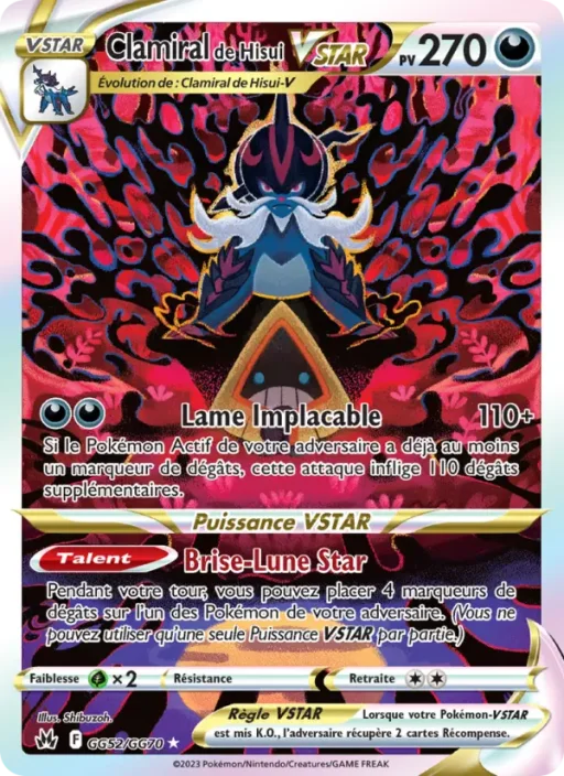 Carte Pokémon Clamiral de Hisui VSTAR GG52/159 Ultra Rare Zénith Suprême