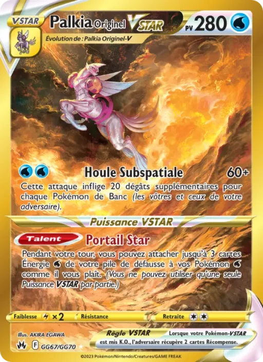 Carte Pokémon Palkia Originel VSTAR GG67/159 Magnifique rare Zénith Suprême
