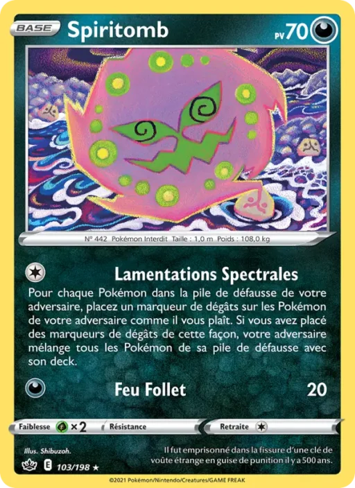 Carte Pokémon Spiritomb 103/198 Rare Règne de Glace